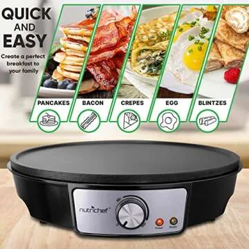 Nutrichef Nonstick Crepe Maker for Effortless Crepes