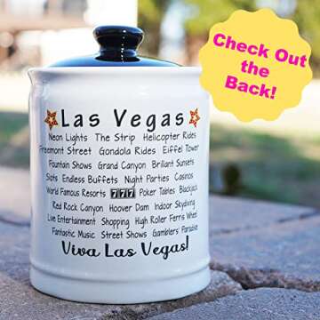 Cottage Creek Vegas Money Casino Money Jar, 6" White Ceramic Gift Boxed Las Vegas Casino Piggy Bank ...