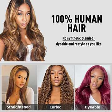 DULTEV Honey Blonde Lace Front Wig Human Hair Glueless Wigs Human Hair Pre Plucked 13x4 HD Body Wave...
