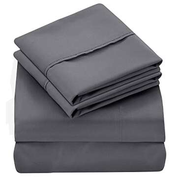 Soft Microfiber Queen Bed Sheets Set - Oakias Grey Sheets