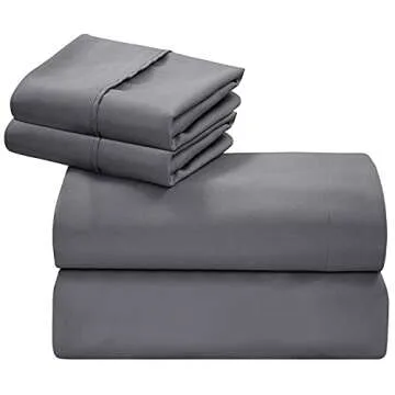 Soft Microfiber Queen Bed Sheets Set - Oakias Grey Sheets
