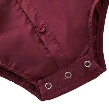 SOBOWO Baby Burgundy Shirts Baby Boy Burgundy Outfit Infant Formal Dress Shirt Bodysuit Long Sleeve Button Up One-Piece Romper Jumpsuit Wedding Party 0-24M(0-3 Months, Burgundy)