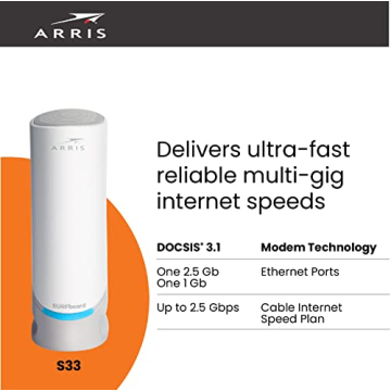 ARRIS SURFboard S33 Multi-Gig Cable Modem 2.5 Gbps Renewed