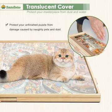 BuilderButler 1500 Pieces Rotating Puzzle Board with 6 Drawers,26"x35" Portable Wooden Jigsaw Puzzle Table with Lazy Susan Spinning Cover