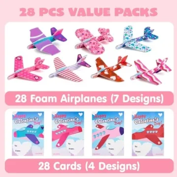 JOYIN Foam Airplanes Greeting Cards for Kids Valentine