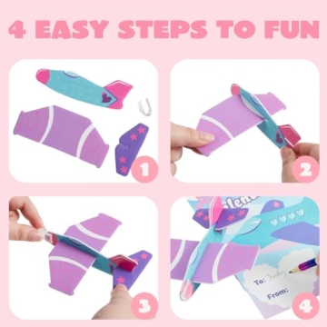 JOYIN Foam Airplanes Greeting Cards for Kids Valentine
