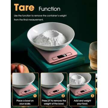 Mik-Nana Food Scale, 22lb Digital Kitchen Scale Weight Grams and Ounces for Baking Cooking Coffee Package Postage, 6 Units with Tare Function, LCD Display, Easy Clean Stainless Steel (Pink)