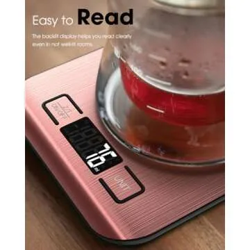 Mik-Nana Food Scale, 22lb Digital Kitchen Scale Weight Grams and Ounces for Baking Cooking Coffee Package Postage, 6 Units with Tare Function, LCD Display, Easy Clean Stainless Steel (Pink)