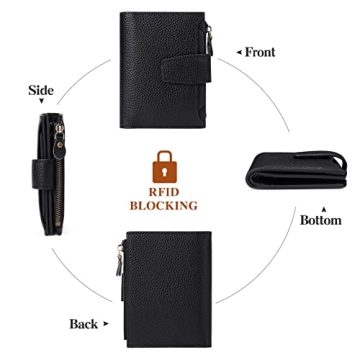 Compact RFID Leather Wallet for Women - 14 Slots