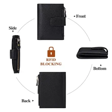 Compact RFID Leather Wallet for Women - 14 Slots