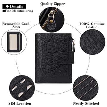 Compact RFID Leather Wallet for Women - 14 Slots
