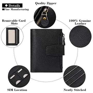 Compact RFID Leather Wallet for Women - 14 Slots