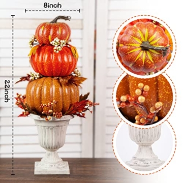 DomeStar 22 Inch Artificial Pumpkin Tower for Fall Decor