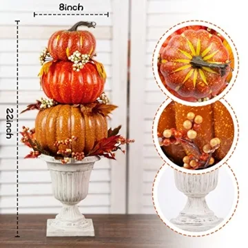 DomeStar 22 Inch Artificial Pumpkin Tower for Fall Decor