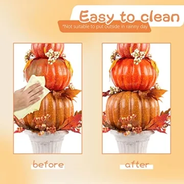 DomeStar 22 Inch Artificial Pumpkin Tower for Fall Decor