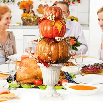DomeStar 22 Inch Artificial Pumpkin Tower for Fall Decor