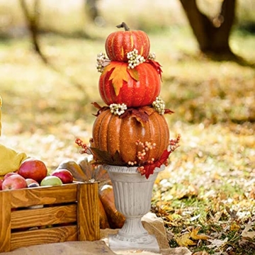 DomeStar 22 Inch Artificial Pumpkin Tower for Fall Decor