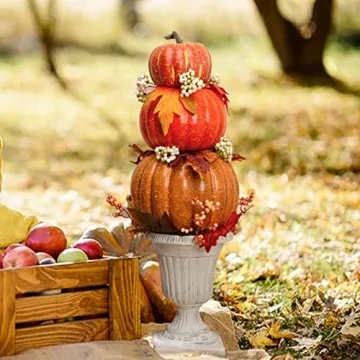 DomeStar 22 Inch Artificial Pumpkin Tower for Fall Decor