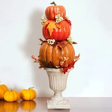 DomeStar 22 Inch Artificial Pumpkin Tower for Fall Decor