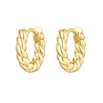 Chic PAVOI 14K Gold Plated Huggie Earrings for Women