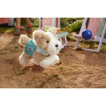 American Girl Corinne Tan Girl of the Year 2022 18-inch Doll Corinne's Dog Pet Flurry w/Backpack and Treats, For Ages 8+