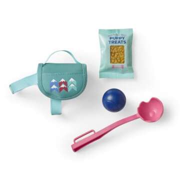 American Girl Corinne Tan Girl of the Year 2022 18-inch Doll Corinne's Dog Pet Flurry w/Backpack and Treats, For Ages 8+