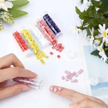 NBEADS 2-Hole Square Glass Seed Beads - 45g for Crafts