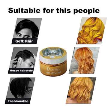 Golden Hair Wax Color Botabay Color Styling Hair Wax for Girl Boy Unisex,Natural Hair Coloring Wax Cream Pomade for Men and Women, Hair Styling Clays for Cosplay,Party,Halloween …