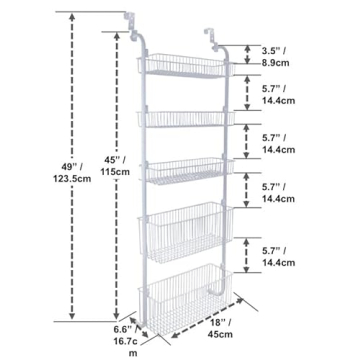 Comelyjewel Over Door Organizer: 5-Tier Kitchen and Bathroom Rack for Extra Space