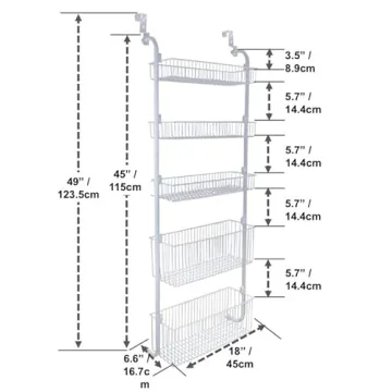 Comelyjewel Over Door Organizer: 5-Tier Kitchen and Bathroom Rack for Extra Space