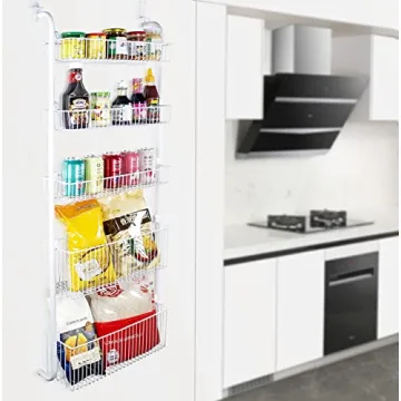Comelyjewel Over Door Organizer: 5-Tier Kitchen and Bathroom Rack for Extra Space