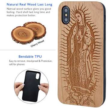 iProductsUS Religious Phone Case Compatible with iPhone Xs, X(10) and Magnetic Mount, Wood Cases Eng...
