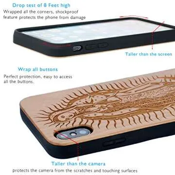 iProductsUS Religious Phone Case Compatible with iPhone Xs, X(10) and Magnetic Mount, Wood Cases Engraved Our Lady Virgin Mary, Built-in Metal Plate, TPU Protective Shockproof Cover (5.8 inch)