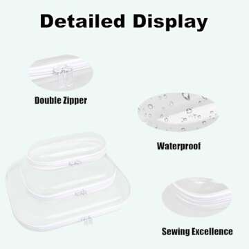 honitty Clear Hard Shell Zipper Case,3PCS Transparent Clear Zipper Pouches,Hard Side Plastic Zipper Pencil Case Set,Portable Travel Storage Organizer Bins