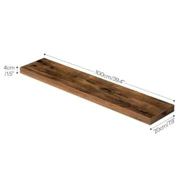 HOOBRO Floating Shelves, Wall Shelf Set of 2, 39.4 Inch Hanging Shelf with Invisible Brackets, for Wall Decor in Bathroom, Bedroom, Toilet, Kitchen, Living Room, Office, Rustic Brown BF100BJP201G2