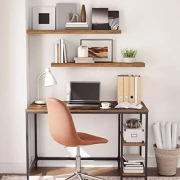 HOOBRO Floating Shelves, Wall Shelf Set of 2, 39.4 Inch Hanging Shelf with Invisible Brackets, for Wall Decor in Bathroom, Bedroom, Toilet, Kitchen, Living Room, Office, Rustic Brown BF100BJP201G2