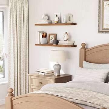 HOOBRO Floating Shelves, Wall Shelf Set of 2, 39.4 Inch Hanging Shelf with Invisible Brackets, for Wall Decor in Bathroom, Bedroom, Toilet, Kitchen, Living Room, Office, Rustic Brown BF100BJP201G2