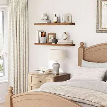 HOOBRO Floating Shelves, Wall Shelf Set of 2, 39.4 Inch Hanging Shelf with Invisible Brackets, for Wall Decor in Bathroom, Bedroom, Toilet, Kitchen, Living Room, Office, Rustic Brown BF100BJP201G2