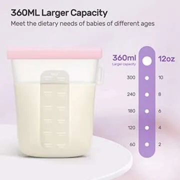 Nuliie 7 Pcs Reusable Silicone Breastmilk Storage Bags, 12oz/360ml Double Leak-Proof Breastmilk Freezer Bags, BPA Free Self-Standing Milk Bags for Breastfeeding, Baby Food Pouches