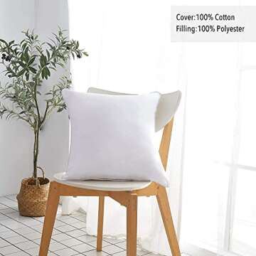 Oubonun 26 x 26 Pillow Inserts (Set of 2) - Throw Pillow Inserts with 100% Cotton Cover - 26 Inch Square Interior Sofa Pillow Inserts - Decorative Pillow Insert Pair - White Couch Pillow