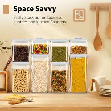 Uamector Pop Container Sets, 2-Piece Large Airtight Food Storage Containers, BPA-Free Air Tight Stackable Dry Cereal Container, Pantry Organization and Storage Cereal Snack Sugar Coffee (2 * 2.9Qt)