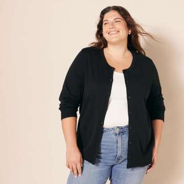 Amazon Essentials Plus Size Lightweight Crewneck Cardigan