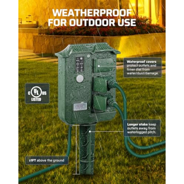 DEWENWILS Remote Outdoor Timer with 6 Outlets Waterproof Stake