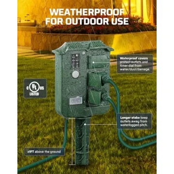 DEWENWILS Remote Outdoor Timer with 6 Outlets Waterproof Stake