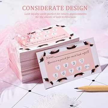 Lash Extension Loyalty Punch Cards for Beauty Salons - Pack of 250