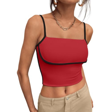 Trendy Queen Womens Camisole Tube Tops with Adjustable Spaghetti Strap Cute Summer Going Out Crop To...