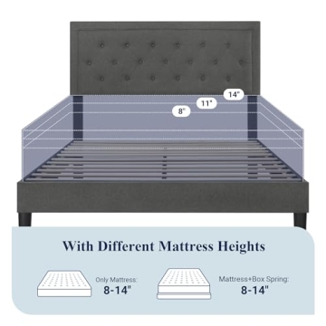 Stylish Allewie Queen Size Bed Frame with Tufted Headboard