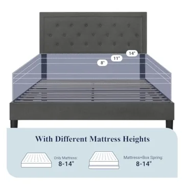Stylish Allewie Queen Size Bed Frame with Tufted Headboard