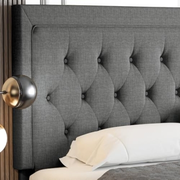 Stylish Allewie Queen Size Bed Frame with Tufted Headboard