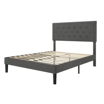Stylish Allewie Queen Size Bed Frame with Tufted Headboard
